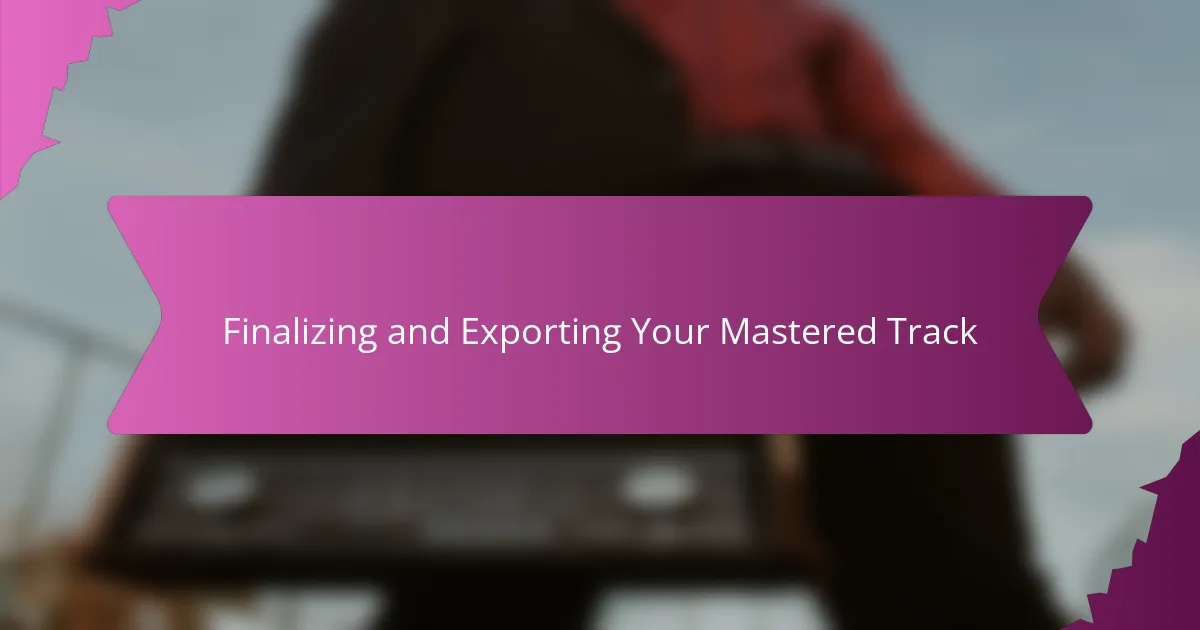 Finalizing and Exporting Your Mastered Track
