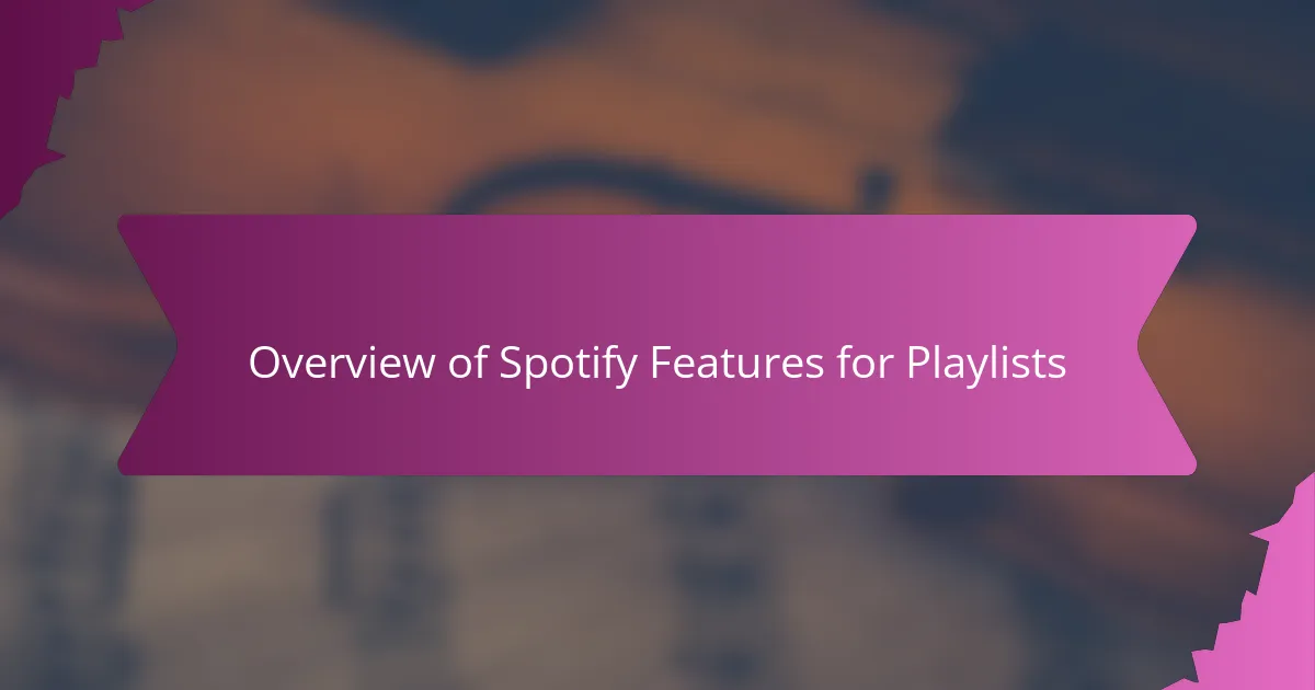 Overview of Spotify Features for Playlists