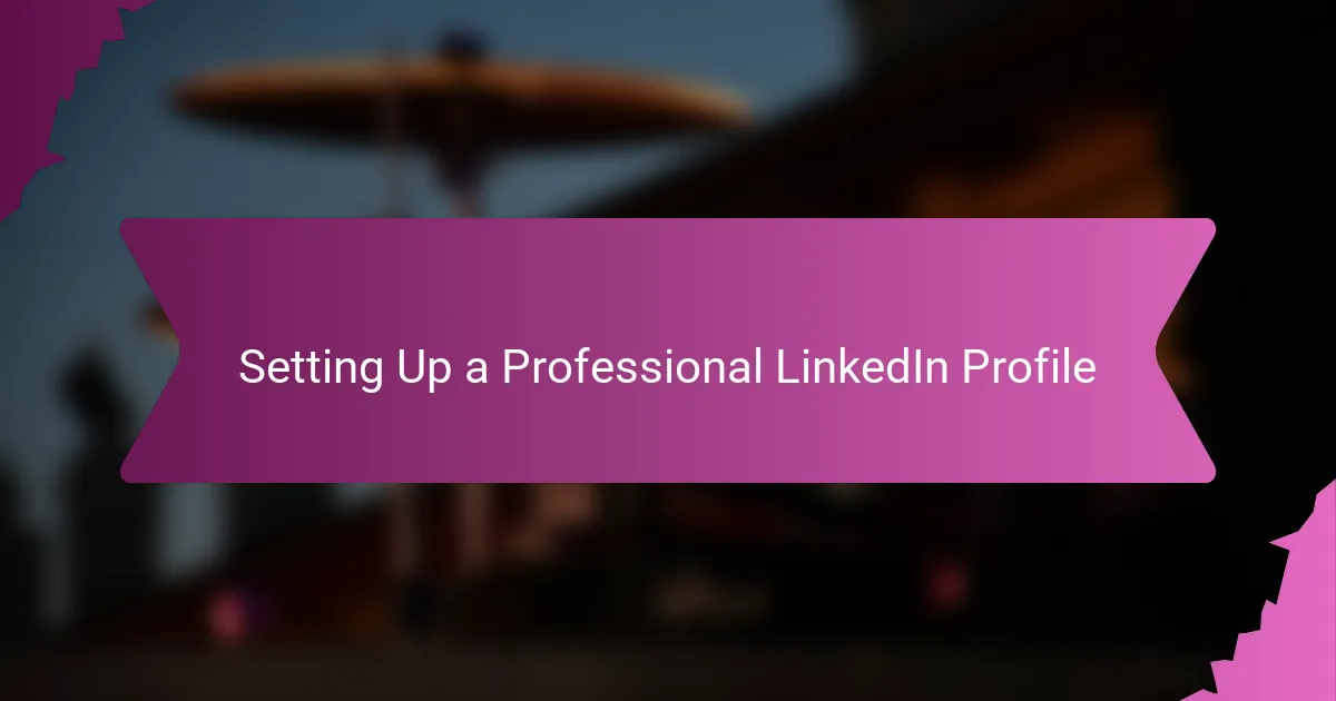 Setting Up a Professional LinkedIn Profile