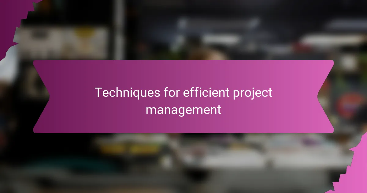 Techniques for efficient project management