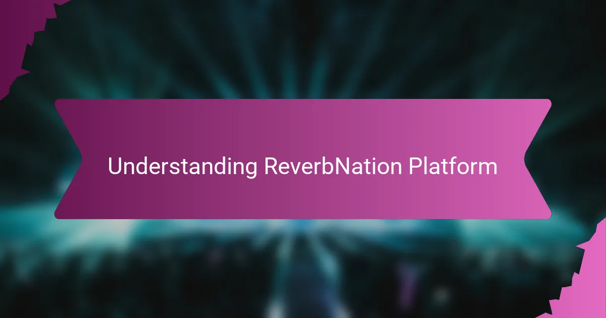 Understanding ReverbNation Platform