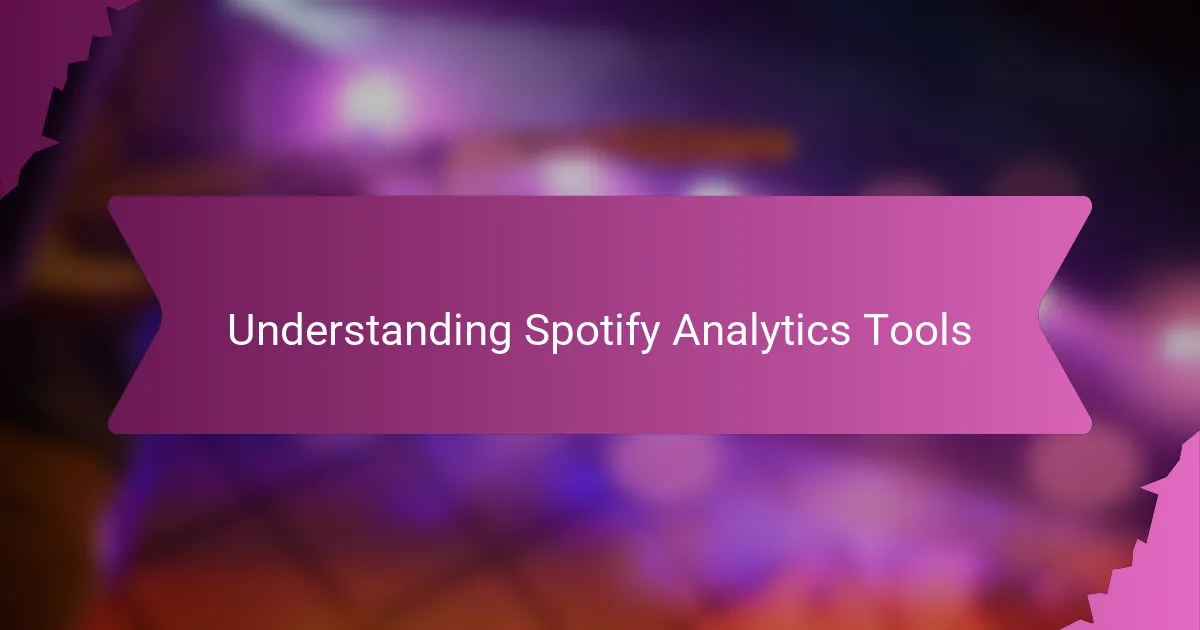 Understanding Spotify Analytics Tools