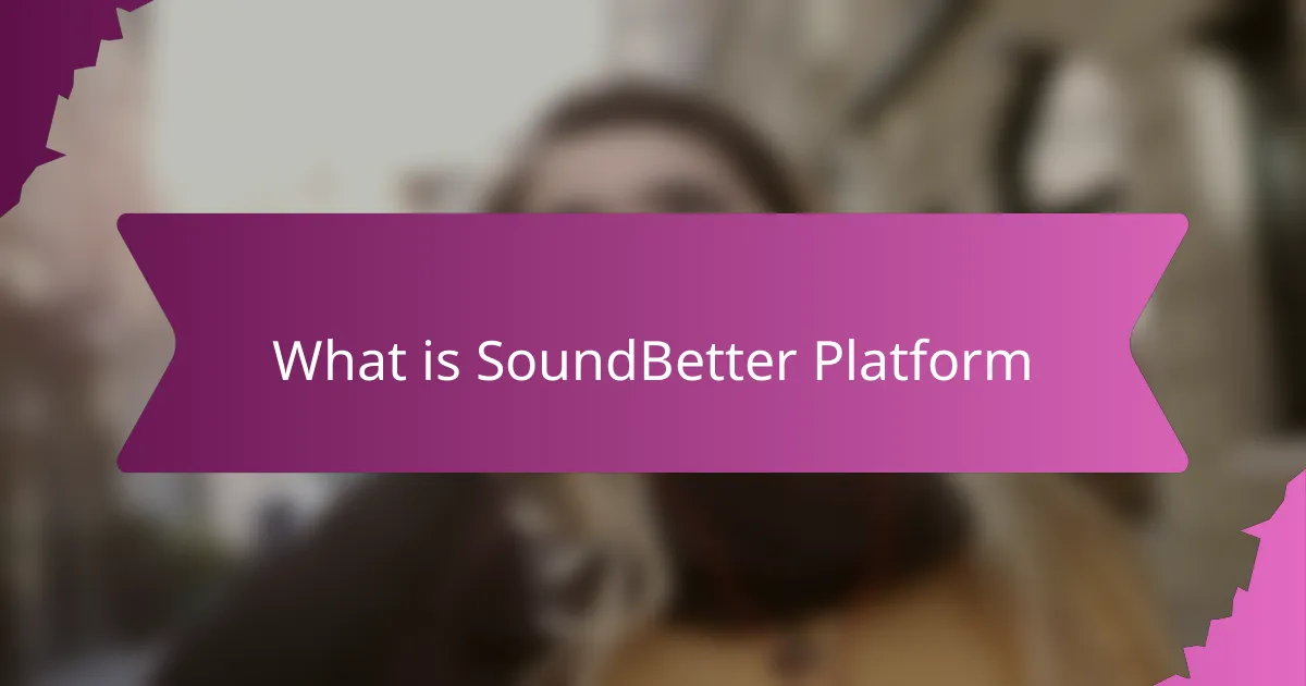 What is SoundBetter Platform